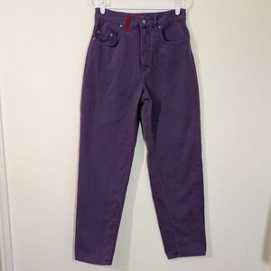 Vintage 90s High Waist Purple Mom Jeans Tapered Leg Size 32 Italy Otto Kern